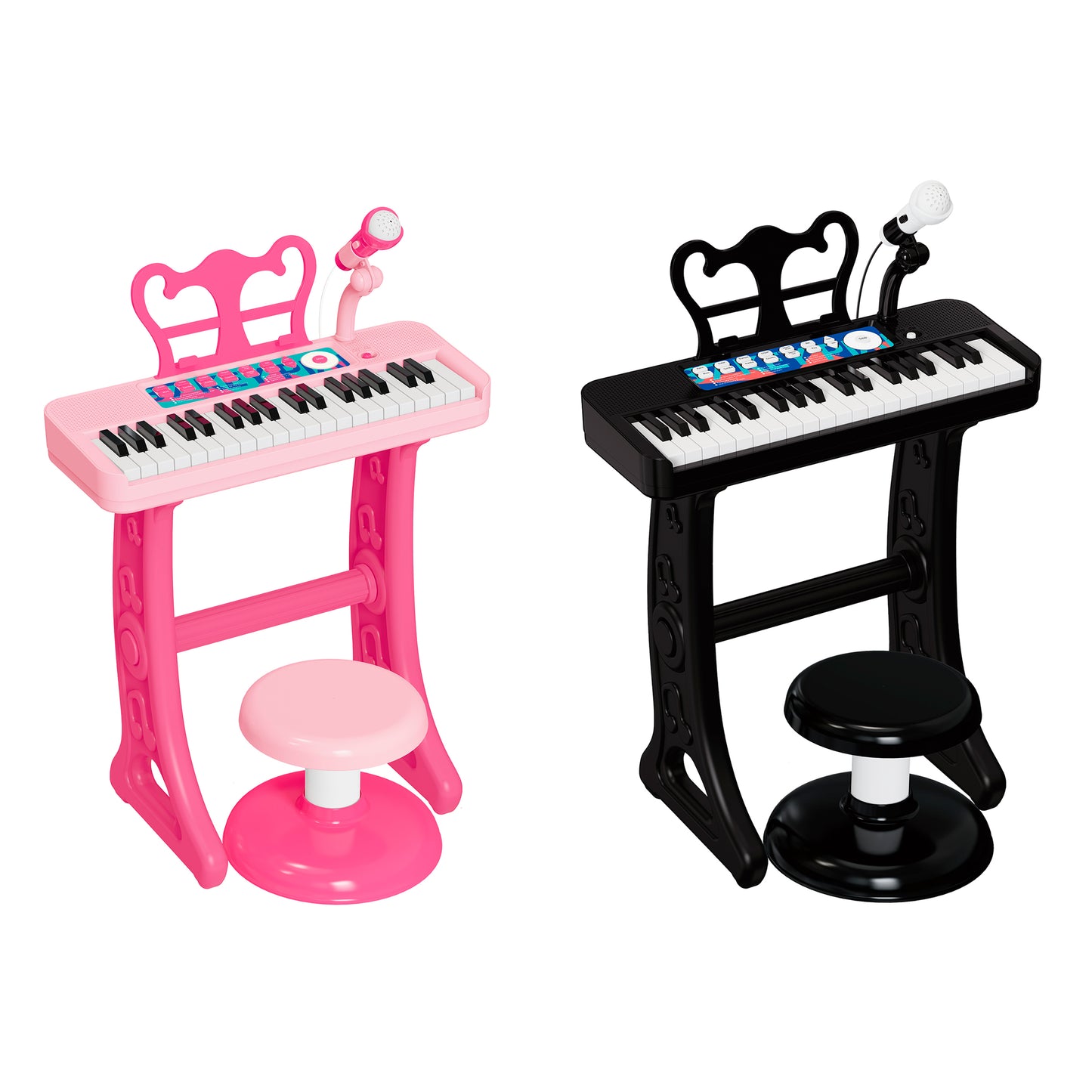 Piano con microfono y taburete