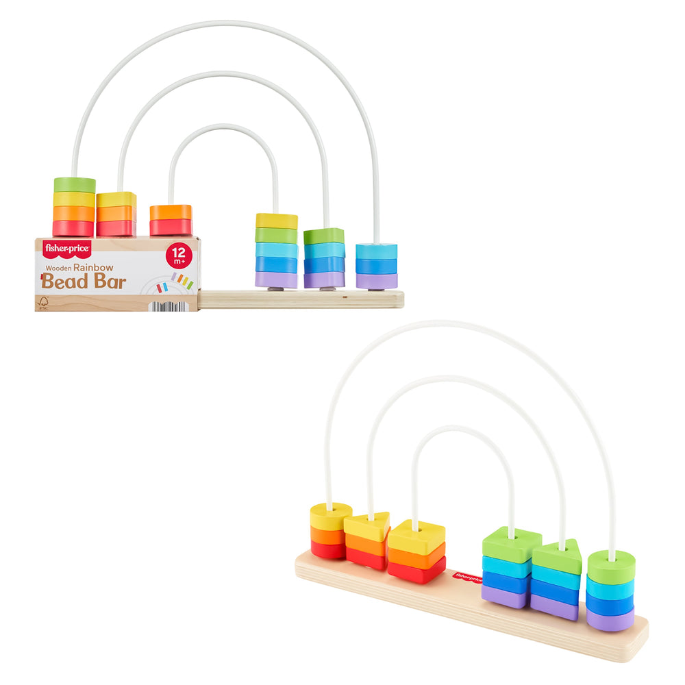 varita de cuentas de arcoiris de madera Fisher price